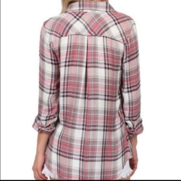 Rails Salmon Britt Plaid Rayon Button Down Shirt M - Picture 8 of 8